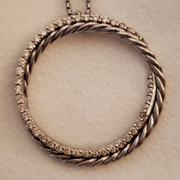 David Yurman Cable Diamond Circle Necklace - Picture 5 of 5